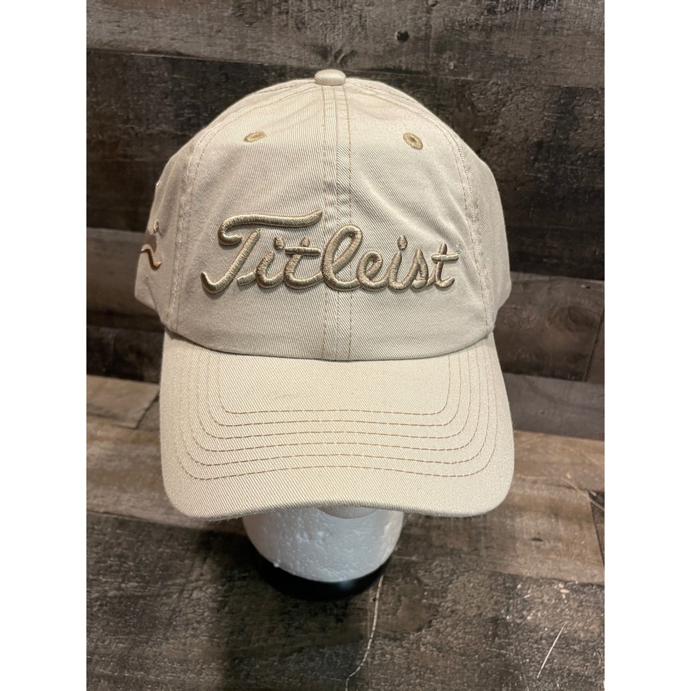 Titleist Golf Hat Cream Khaki Adjustable Strapback Embroidered Logo Cap